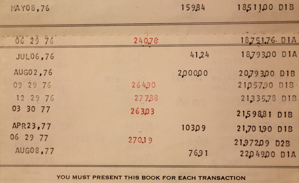 Bank statement showing fees